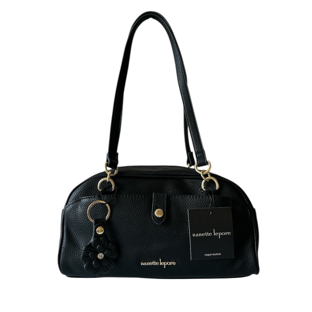 Nanette Lepore Black Shoulder Bag with airtag keychain
